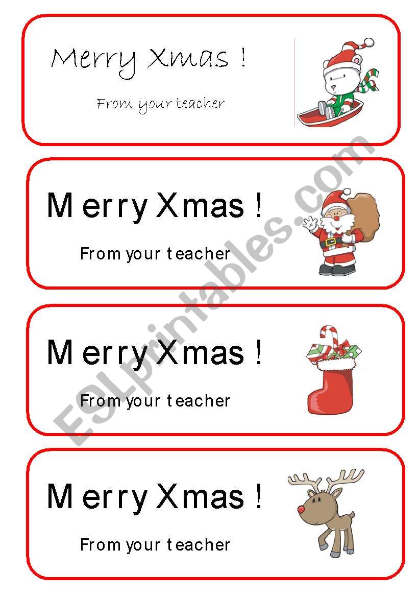 Xmas cards worksheet