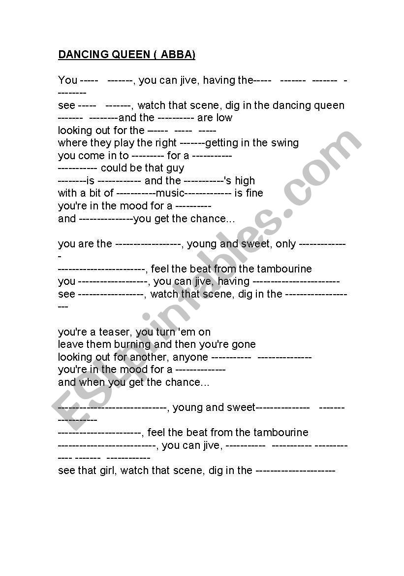 Song Activity- Fun! worksheet