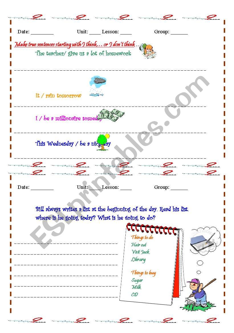 future tense  worksheet