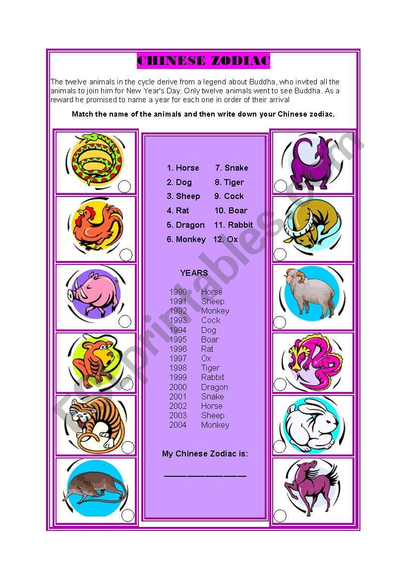 Chinese Zodiac  worksheet