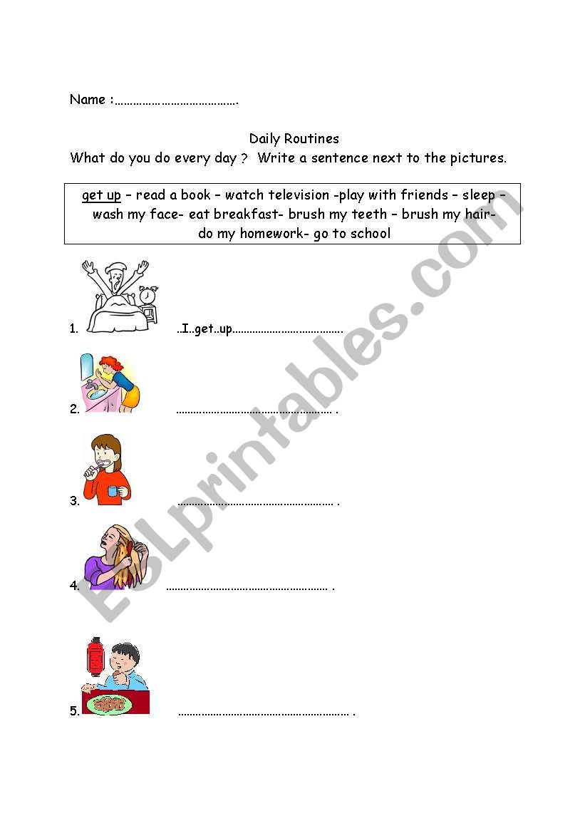 daily routines worksheet