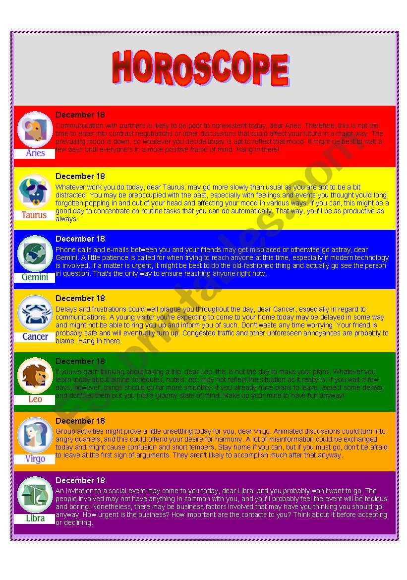 Horoscope  worksheet