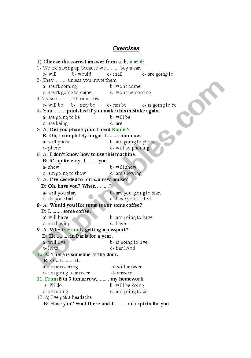 future worksheet