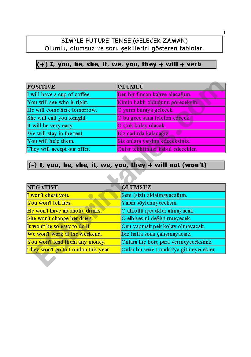 simple future tense worksheet
