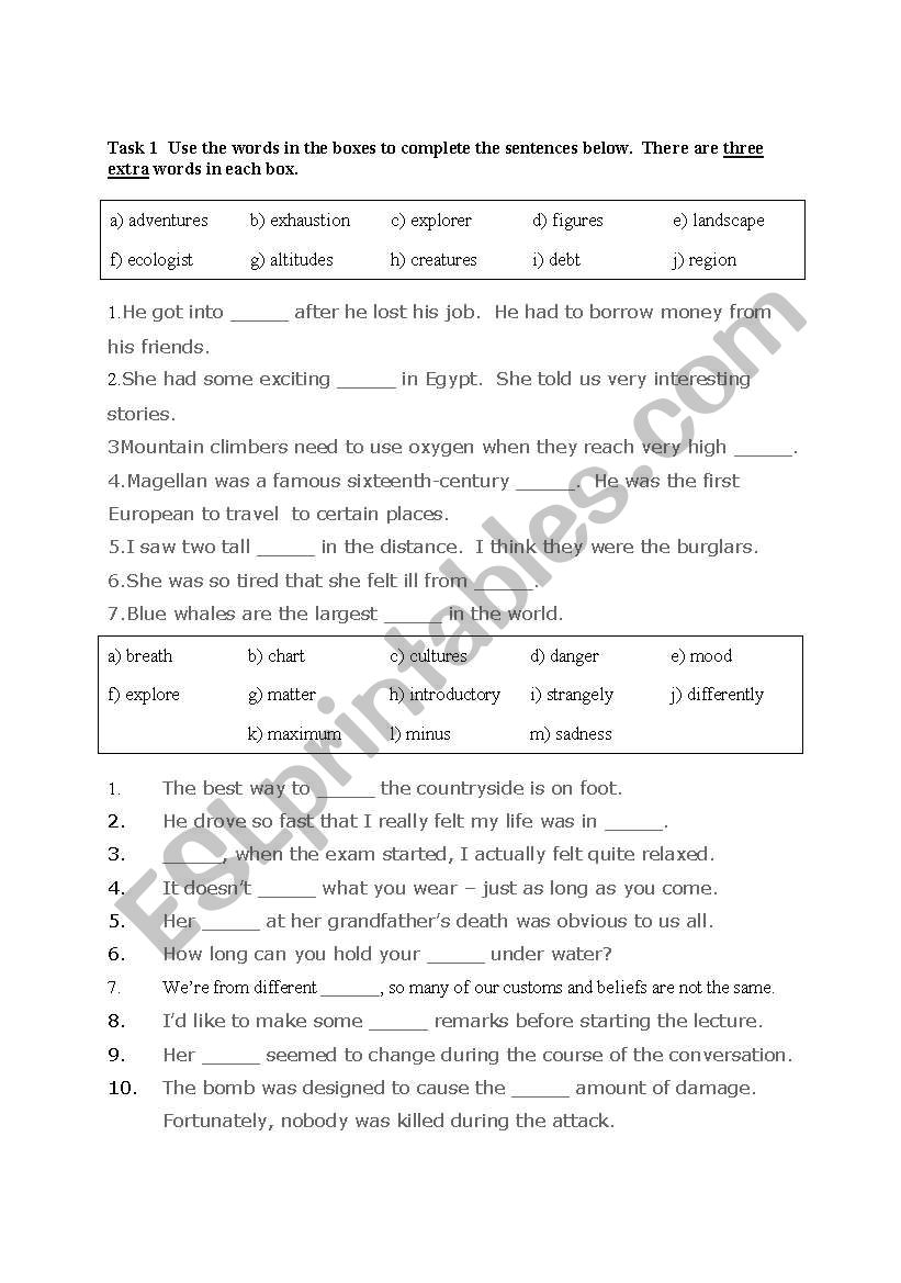 Test your Vocabulary worksheet