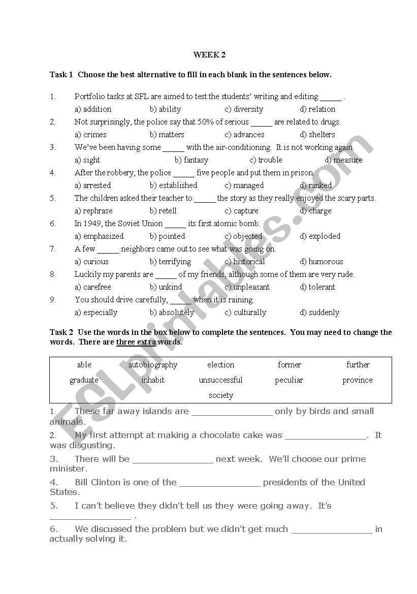 Test your Vocabulary worksheet