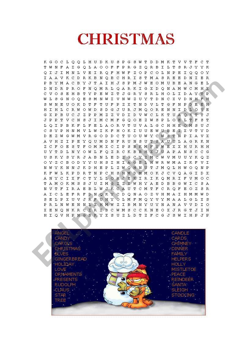 CHRISTMAS wordsearch puzzle worksheet