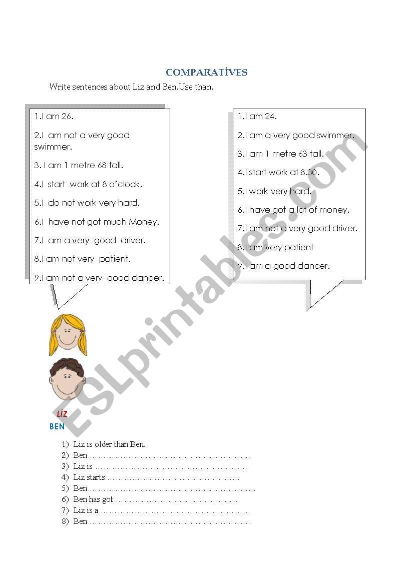 comparatives worksheet