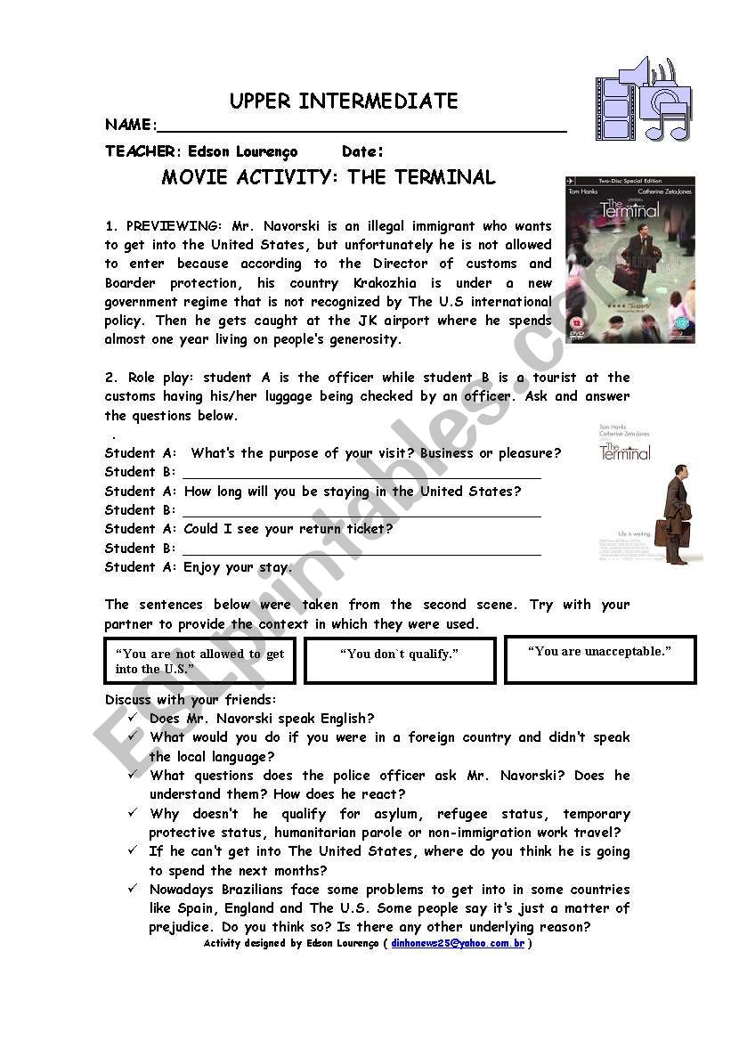 movie worksheet the terminal worksheet