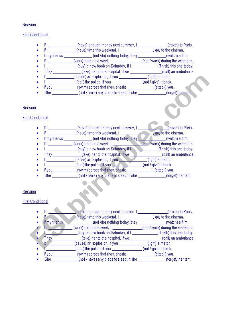 First Conditional worksheet