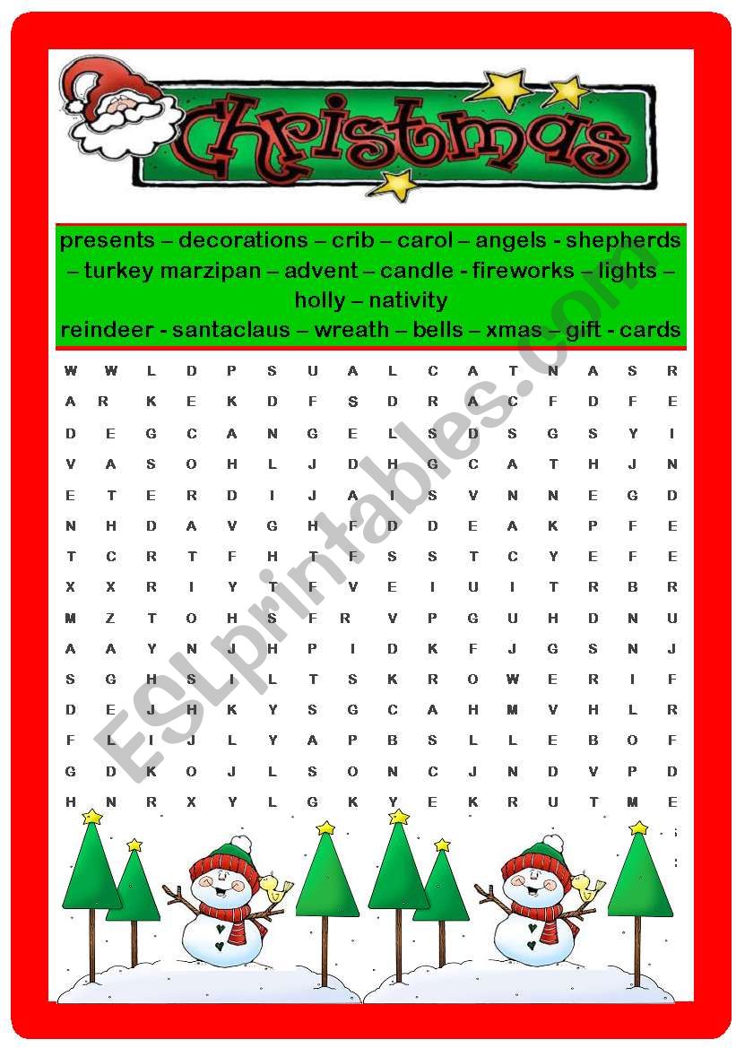 CHRISTMAS WORDSEARCH worksheet
