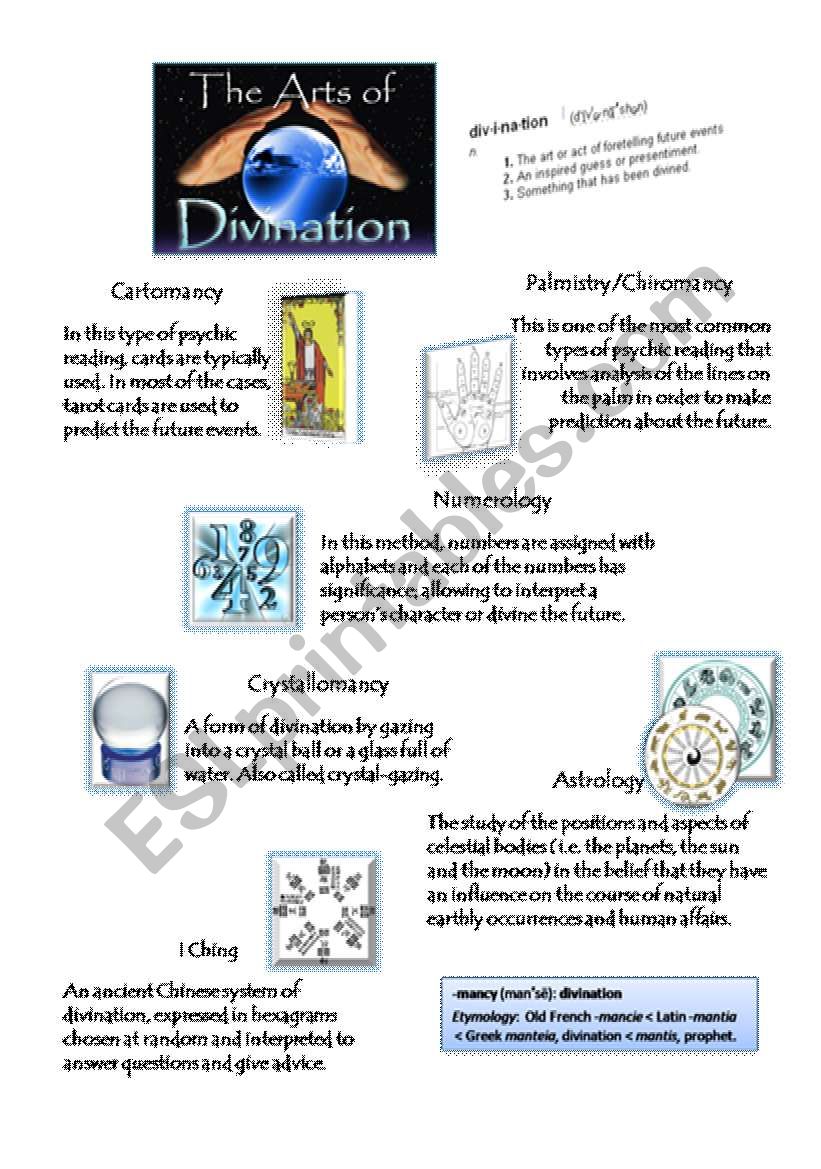 The Arts of Divination worksheet