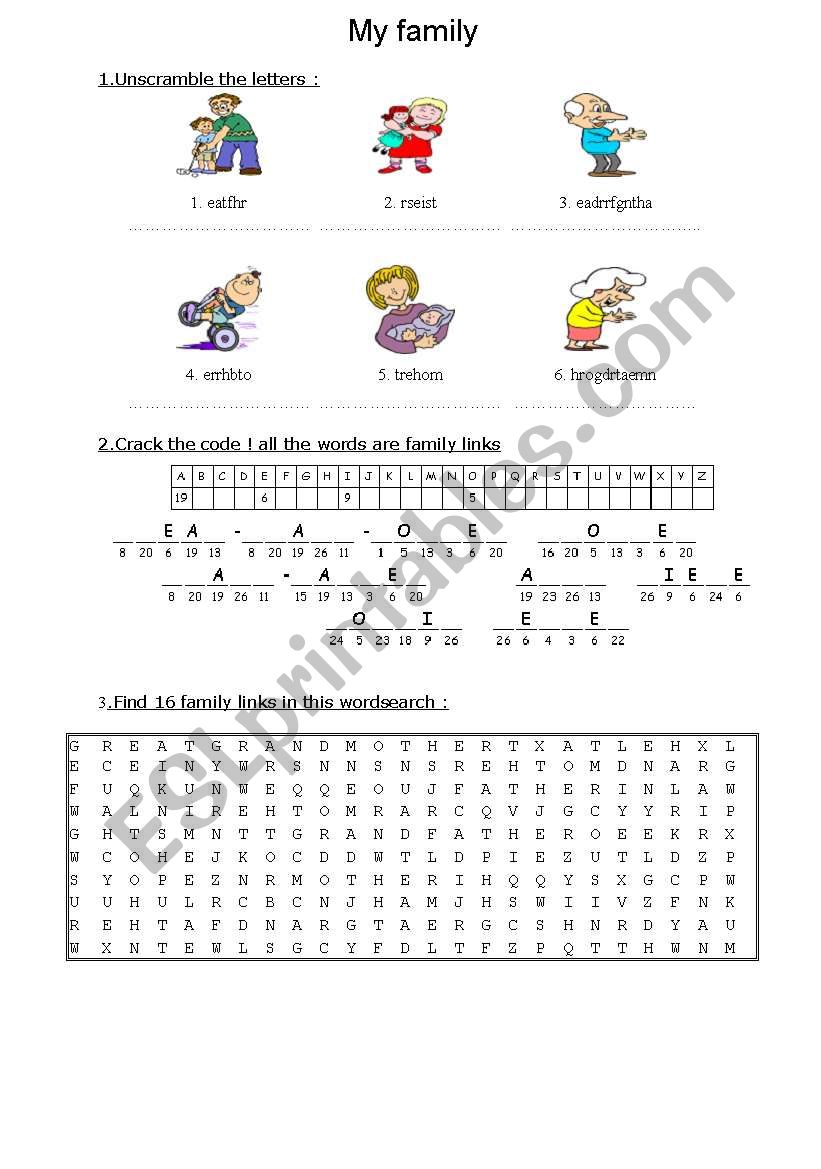 Family links worksheet