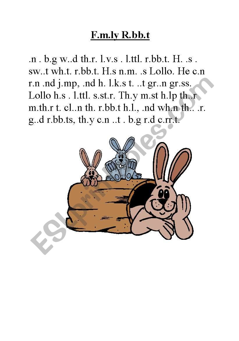 Family Rabbit worksheet