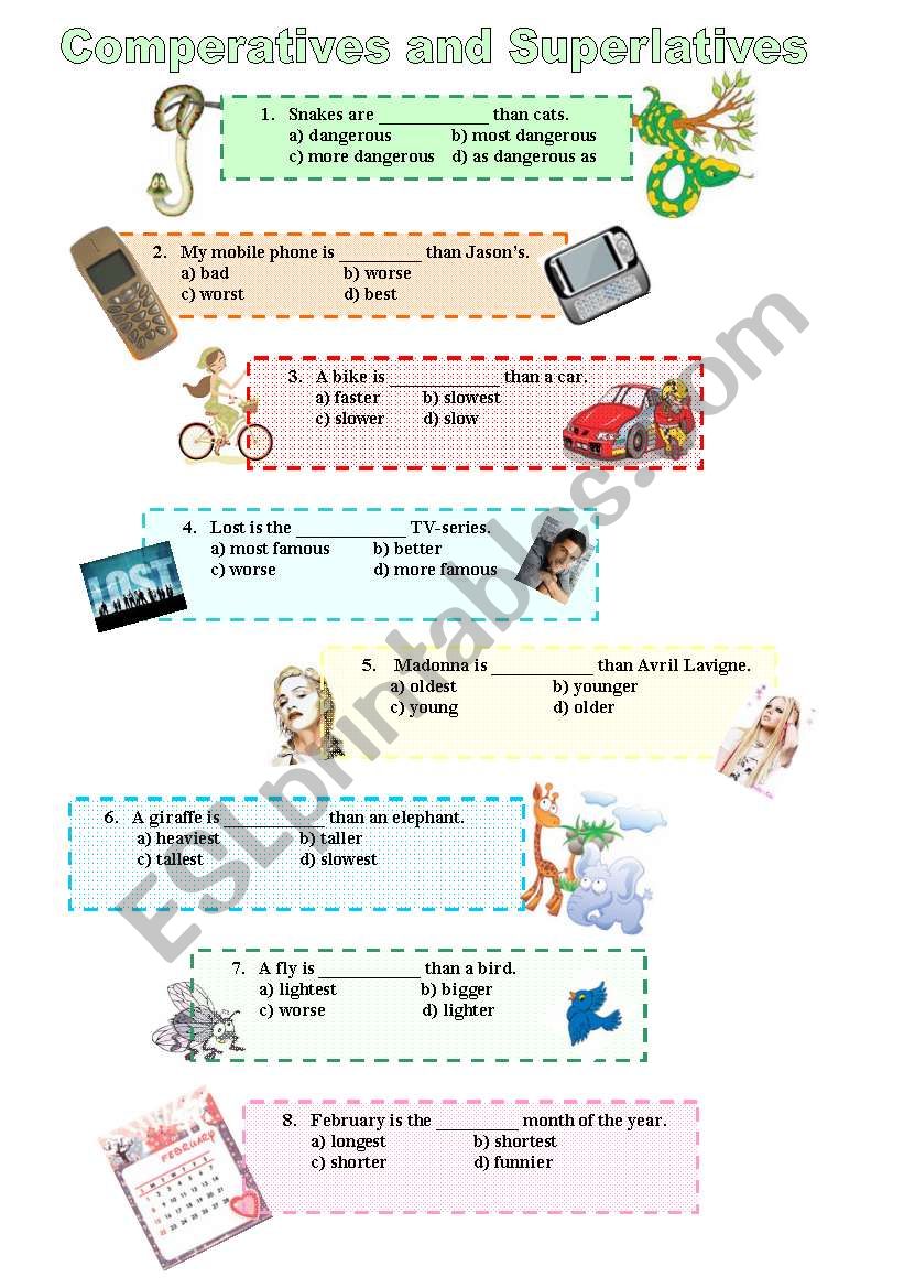 Comparatives and Superlatives worksheet