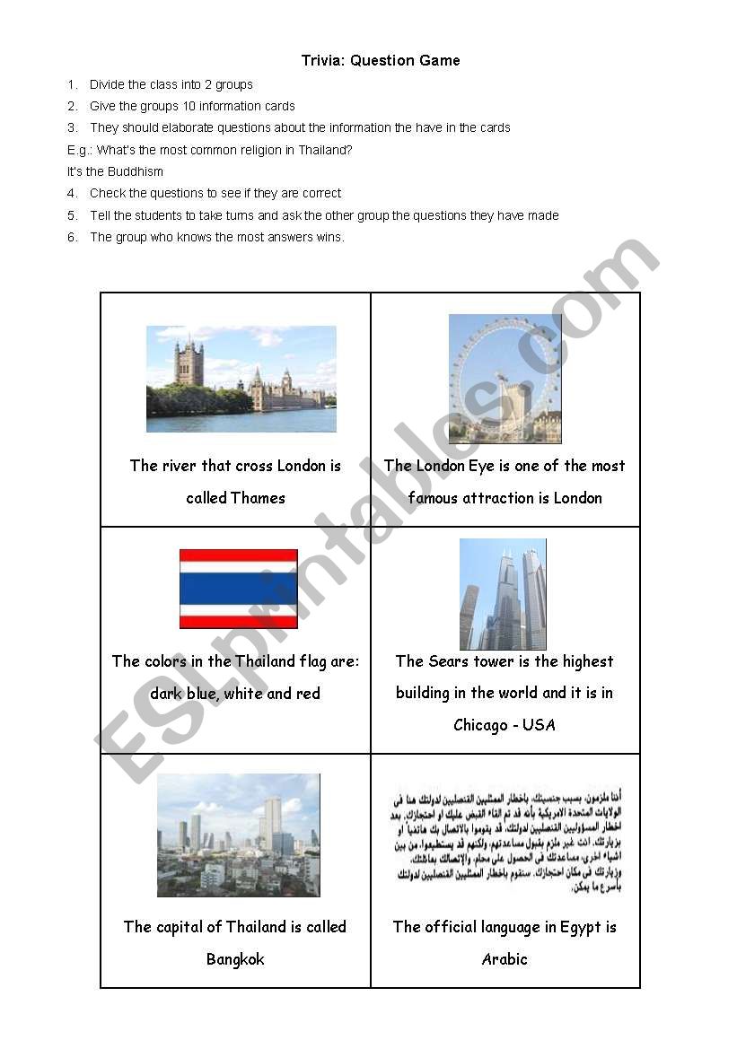 Trivia - Question Game worksheet