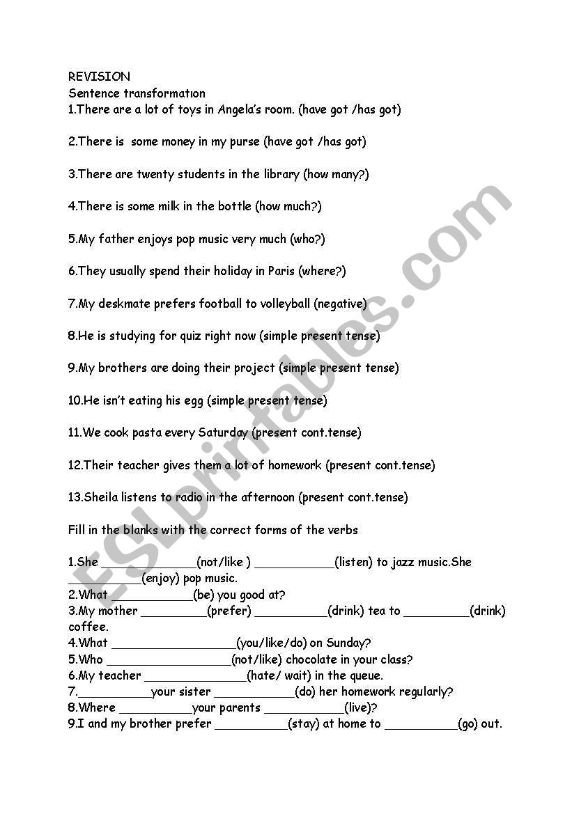 the simple present tense  worksheet