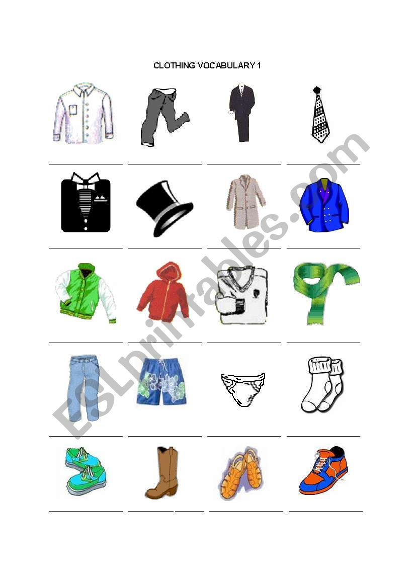 Clothing vocabulary 1 worksheet