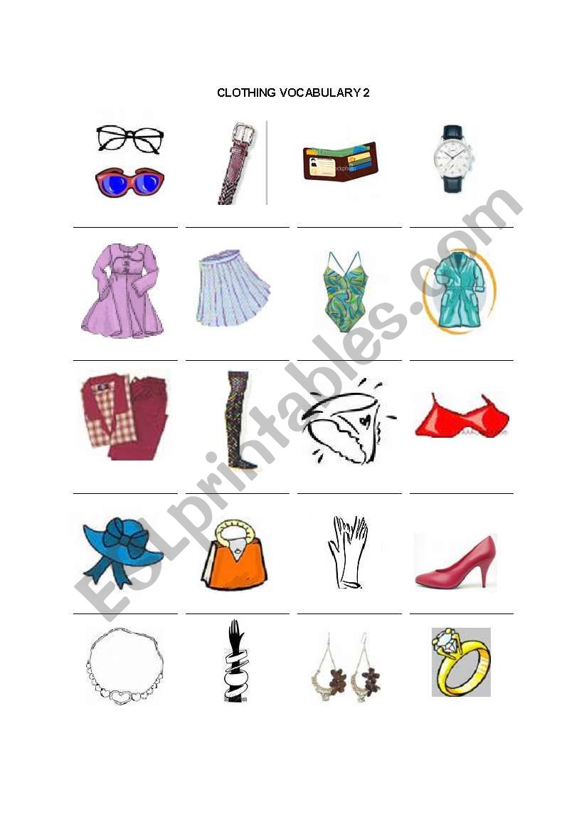 Clothing vocabulary 2 worksheet