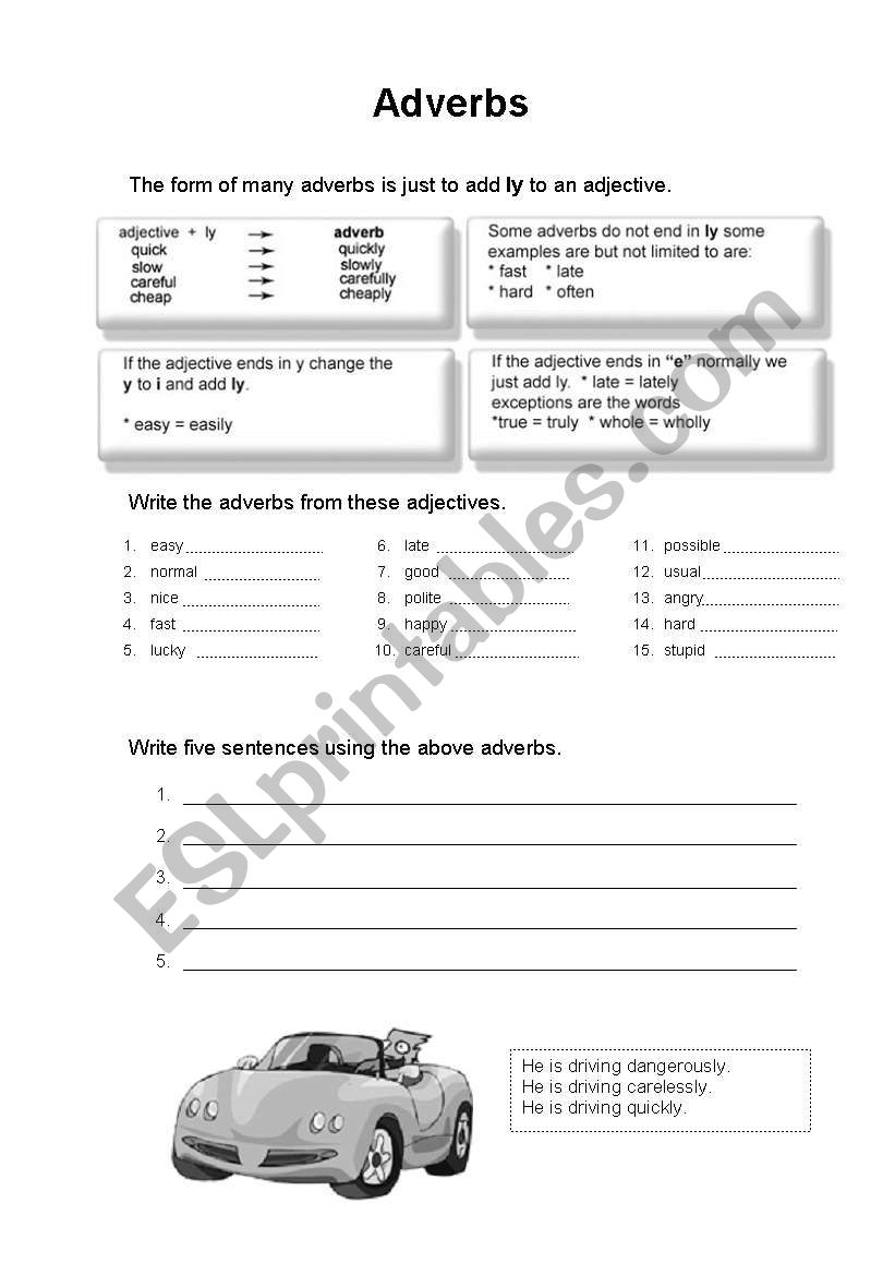 adverbs worksheet