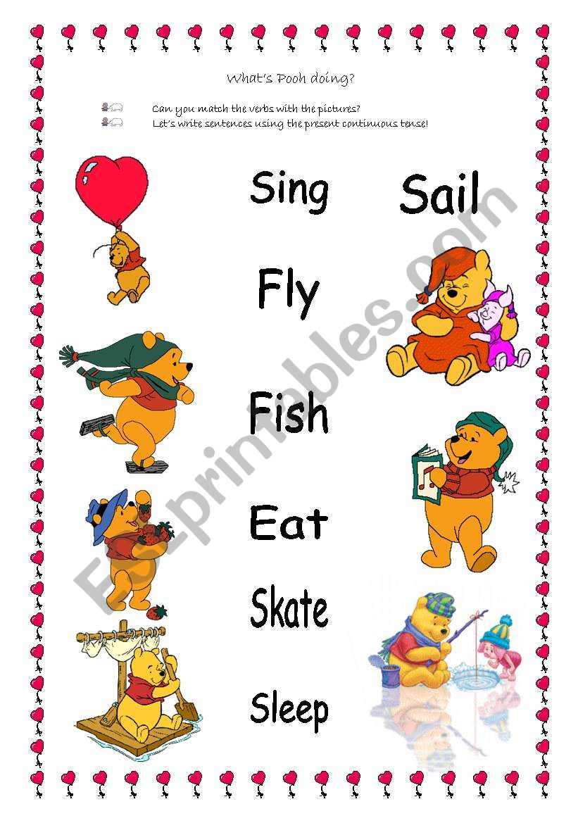 whats pooh doing? worksheet