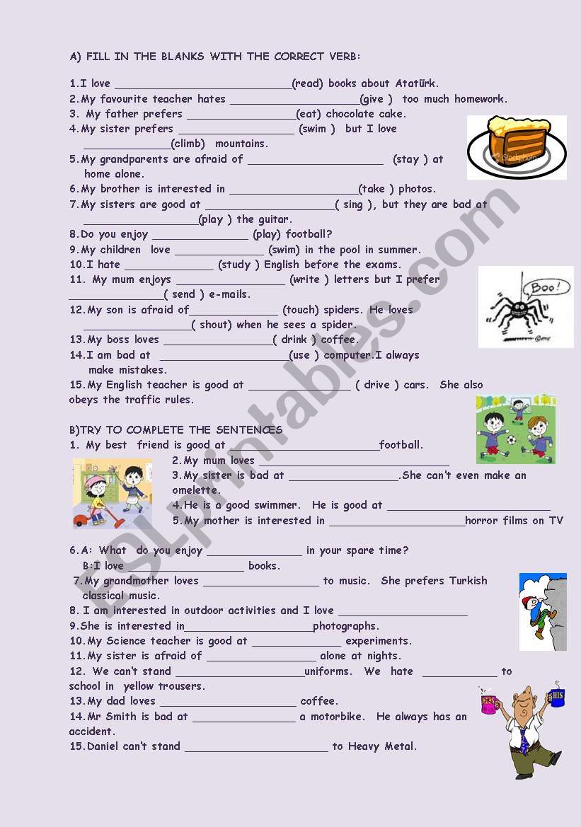 GERUNDS  &  INFINITIVES worksheet