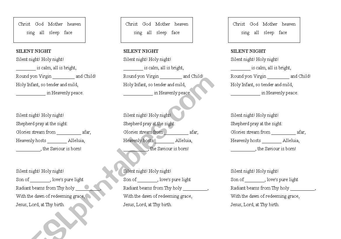 Silent Night worksheet