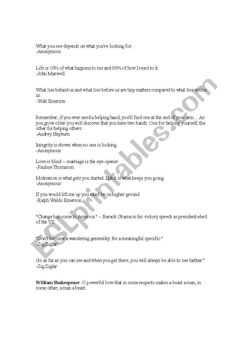 Famous Quotes worksheet