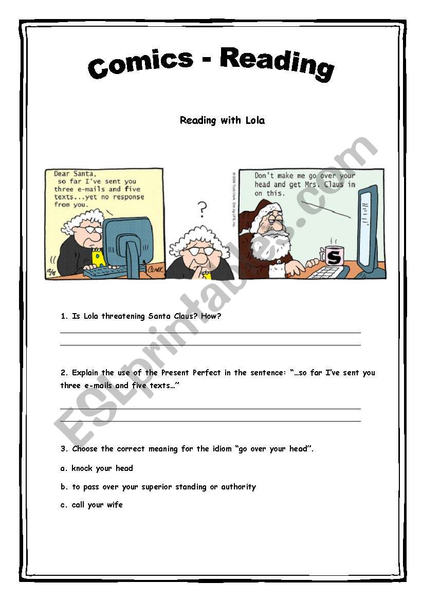 Comics - Reading Activity 8 (2 pages)