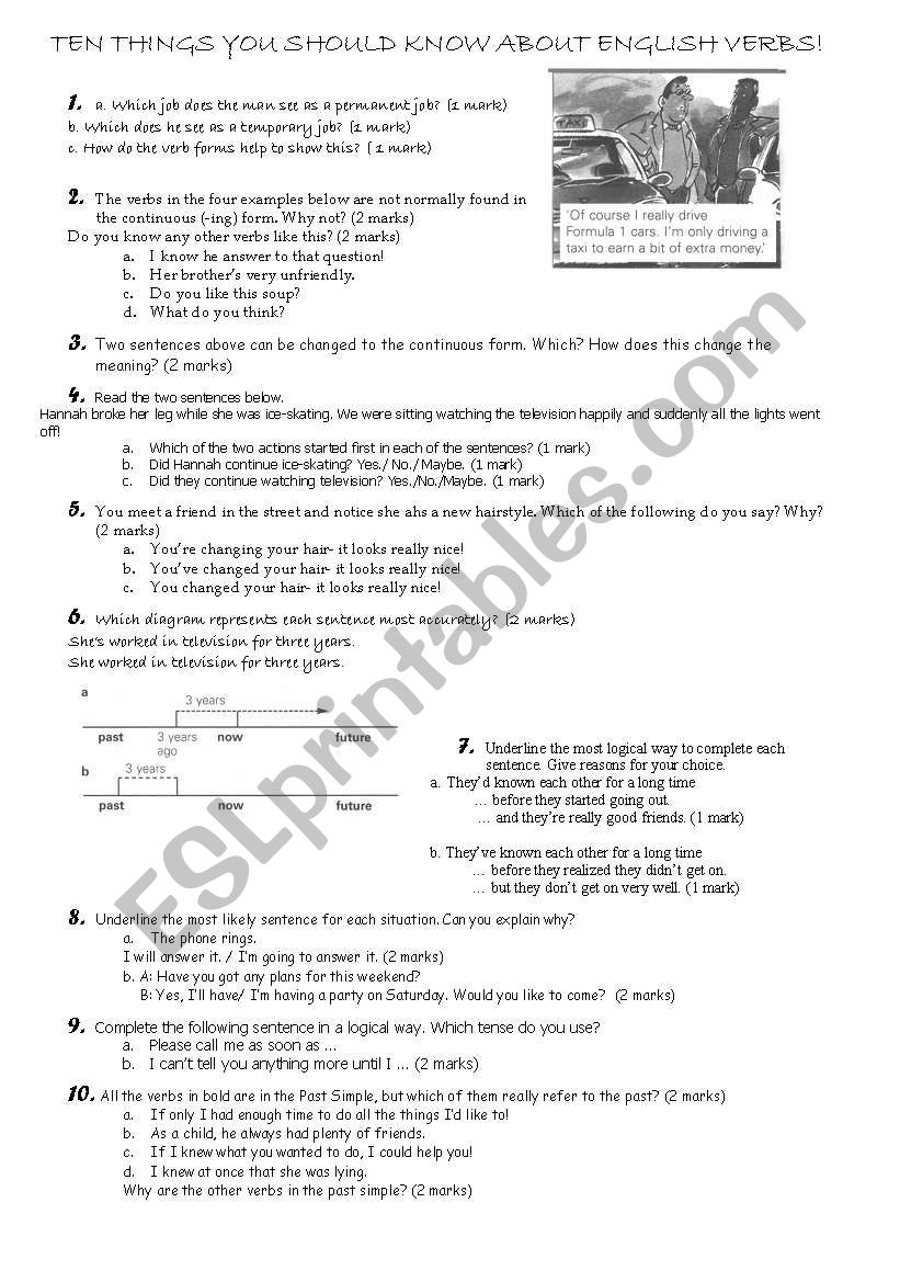 tenses worksheet