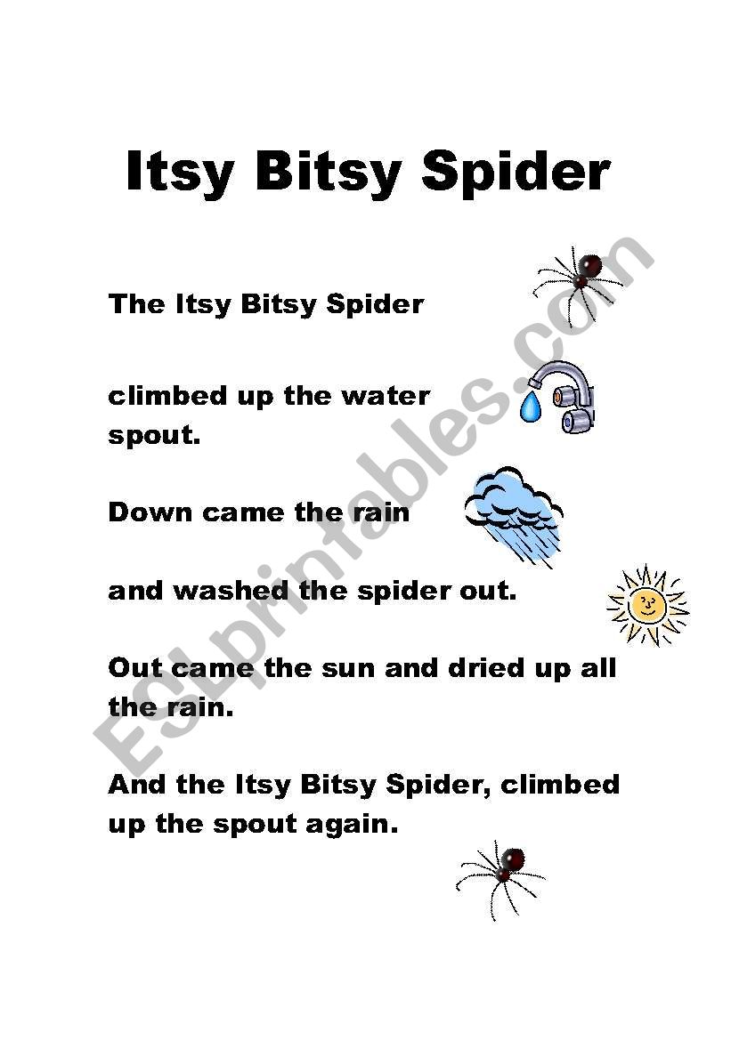 Itsy Bitsy SPider worksheet