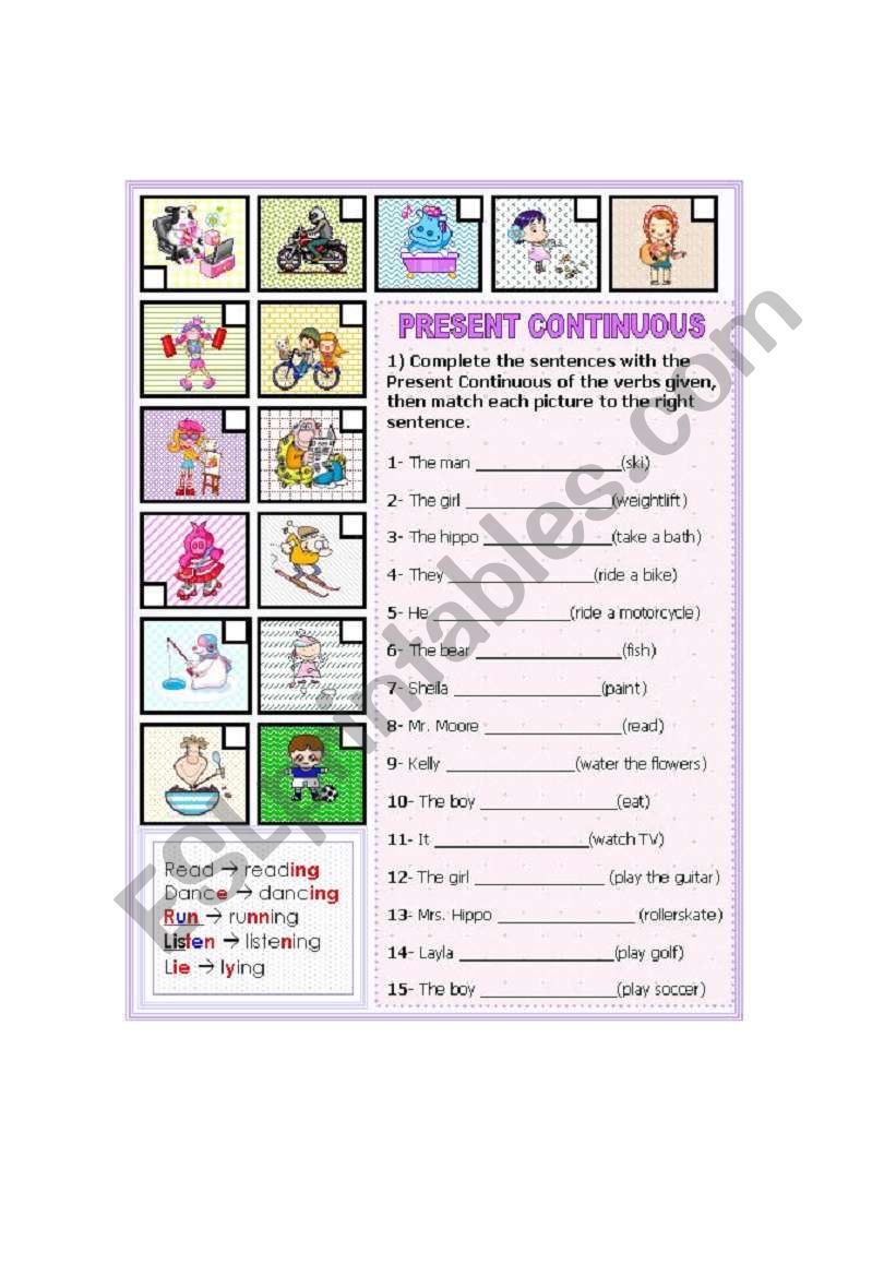 Present continuous tense worksheet