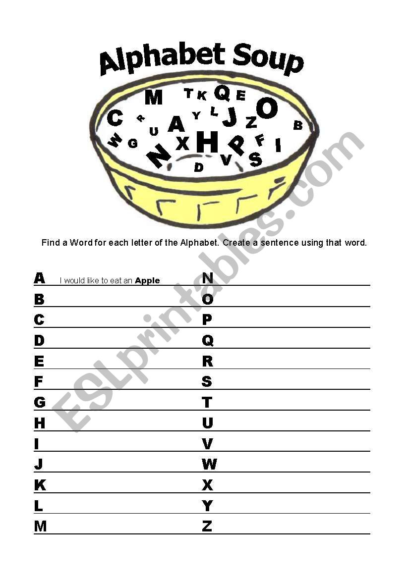 Alphabet Soup worksheet