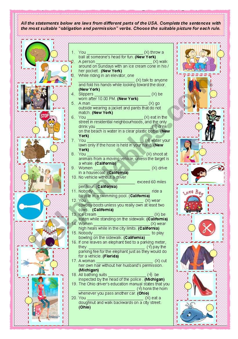  “obligation and permission” verbs. 