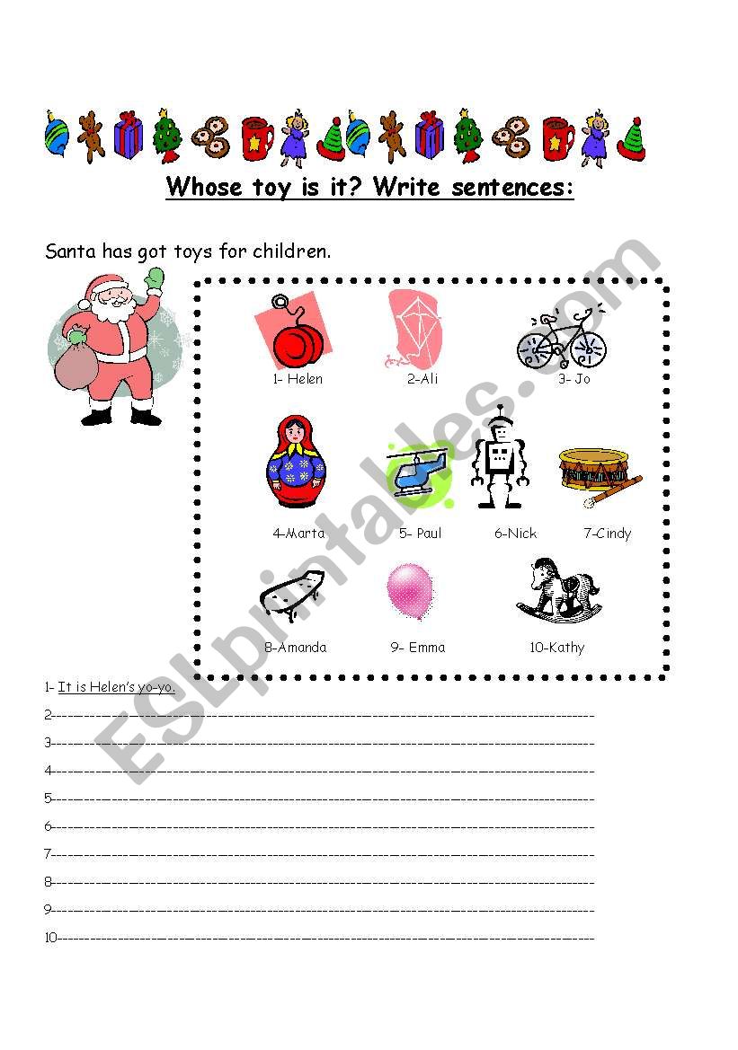 possessives worksheet