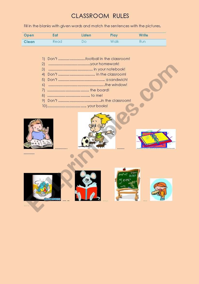 classroom rules worksheet