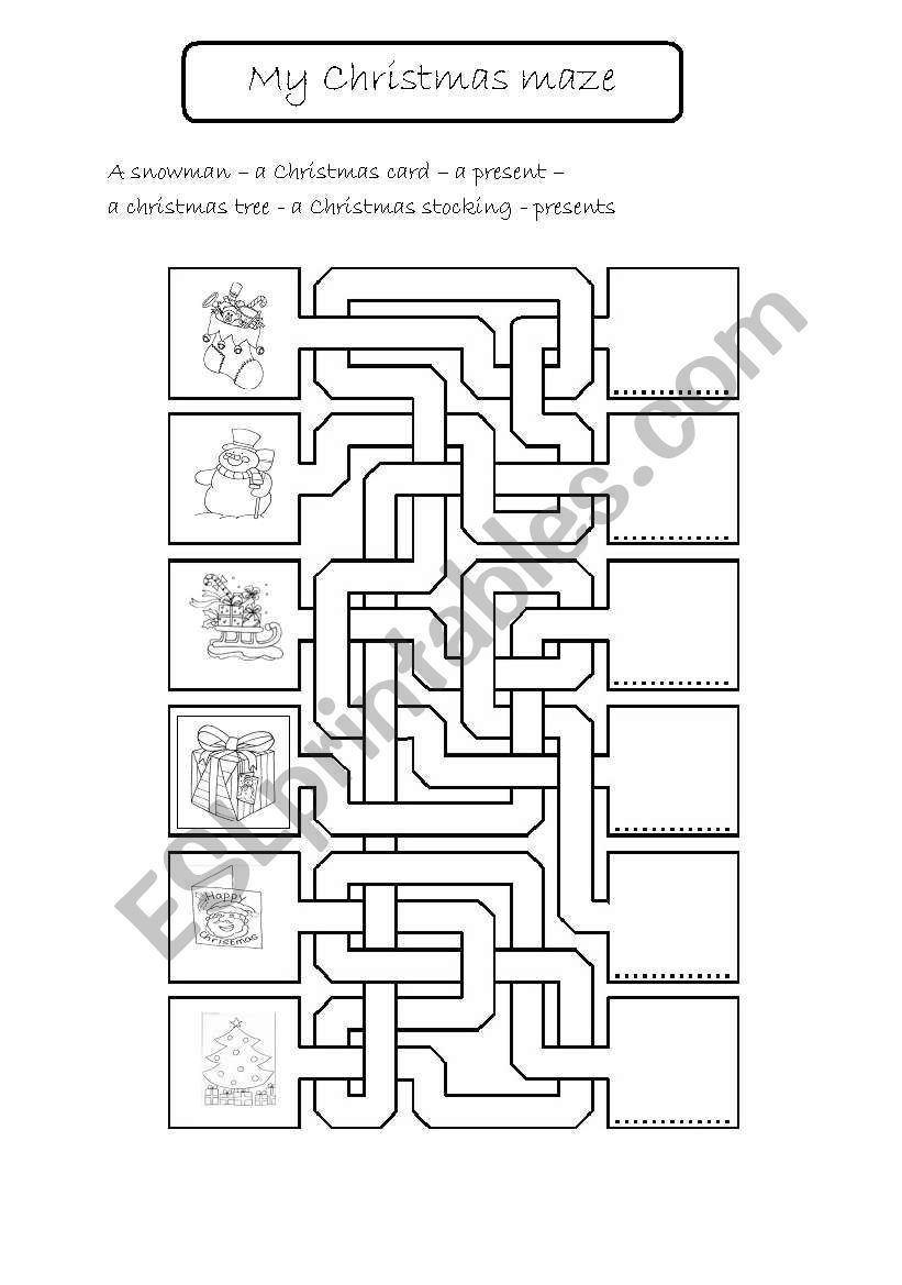 My Xmas maze worksheet