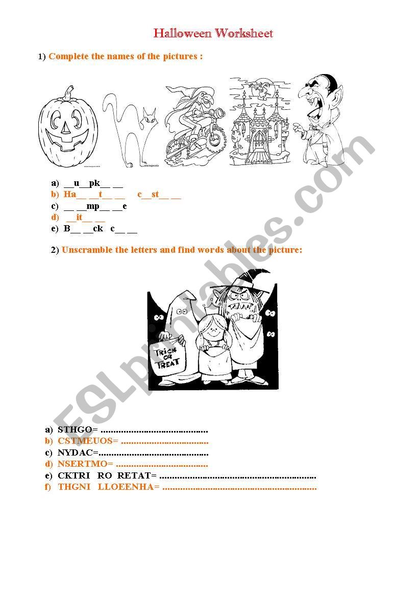 Halloween Worksheet worksheet