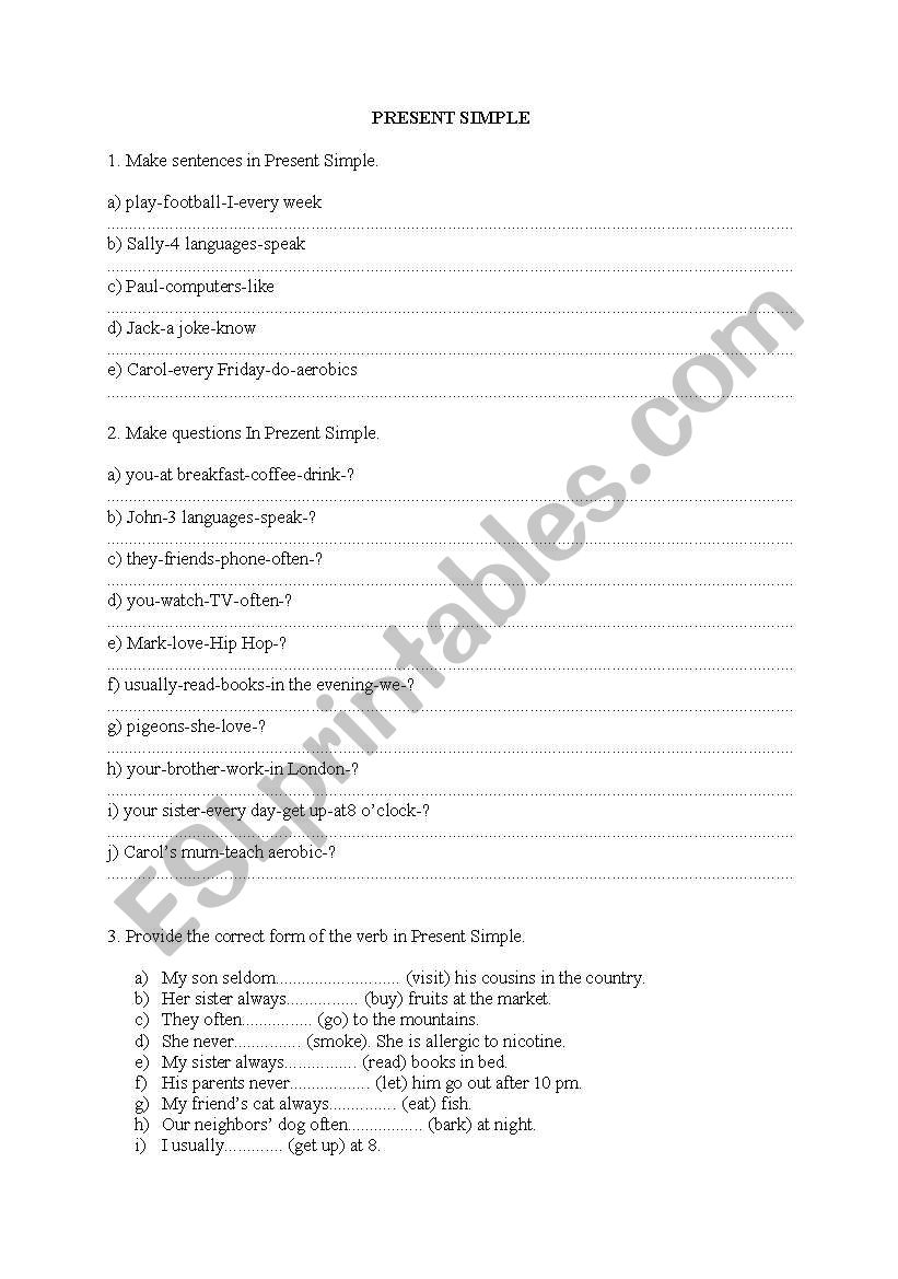 Present Simple worksheet