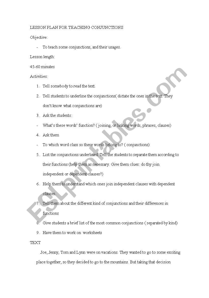 Conjunctions worksheet