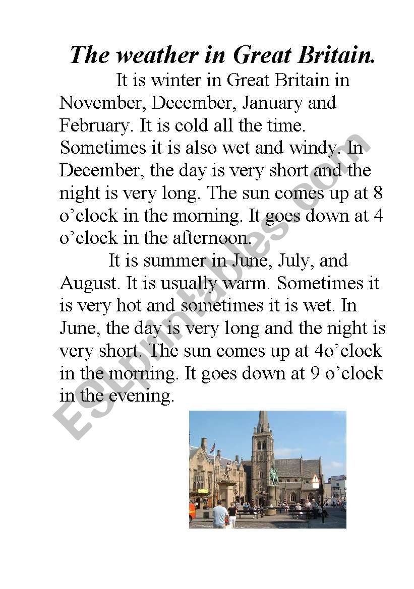 The weather in Great Britain worksheet