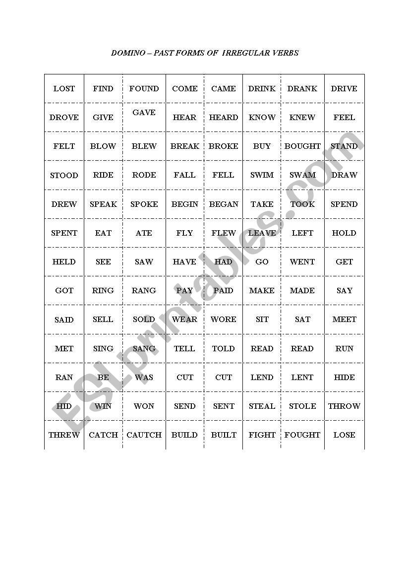 Domino - irregular verbs worksheet