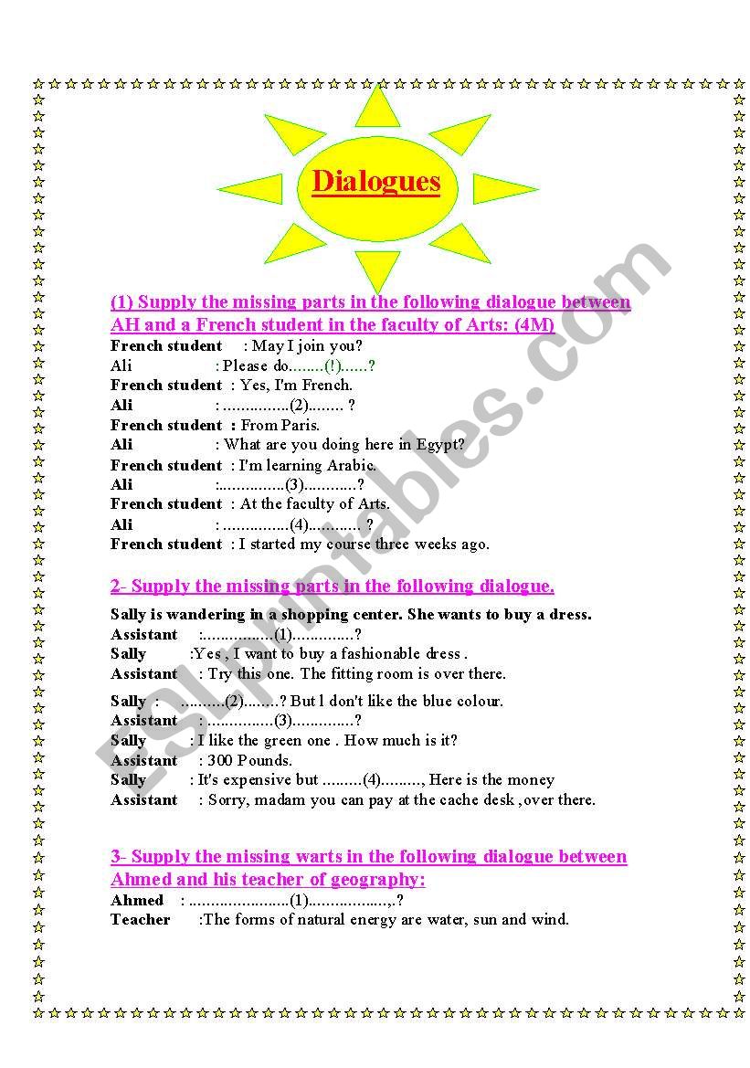 Dialogues worksheet