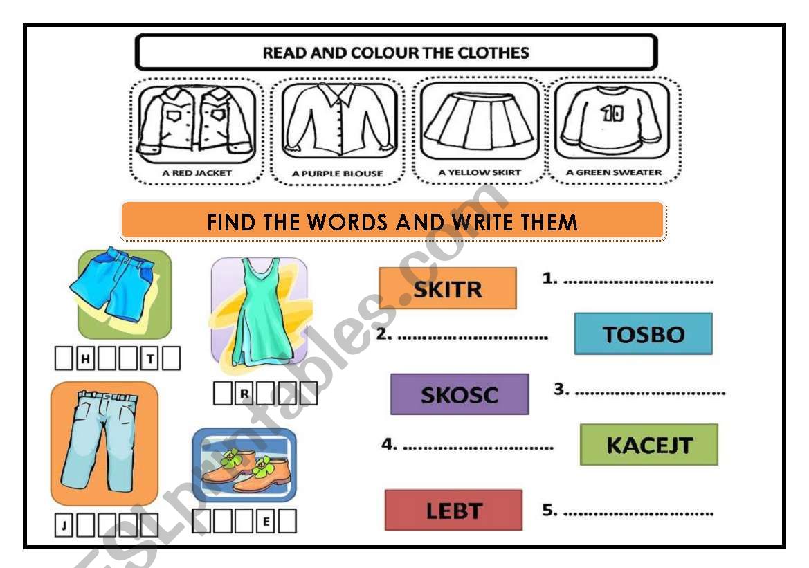 CLOTHES worksheet