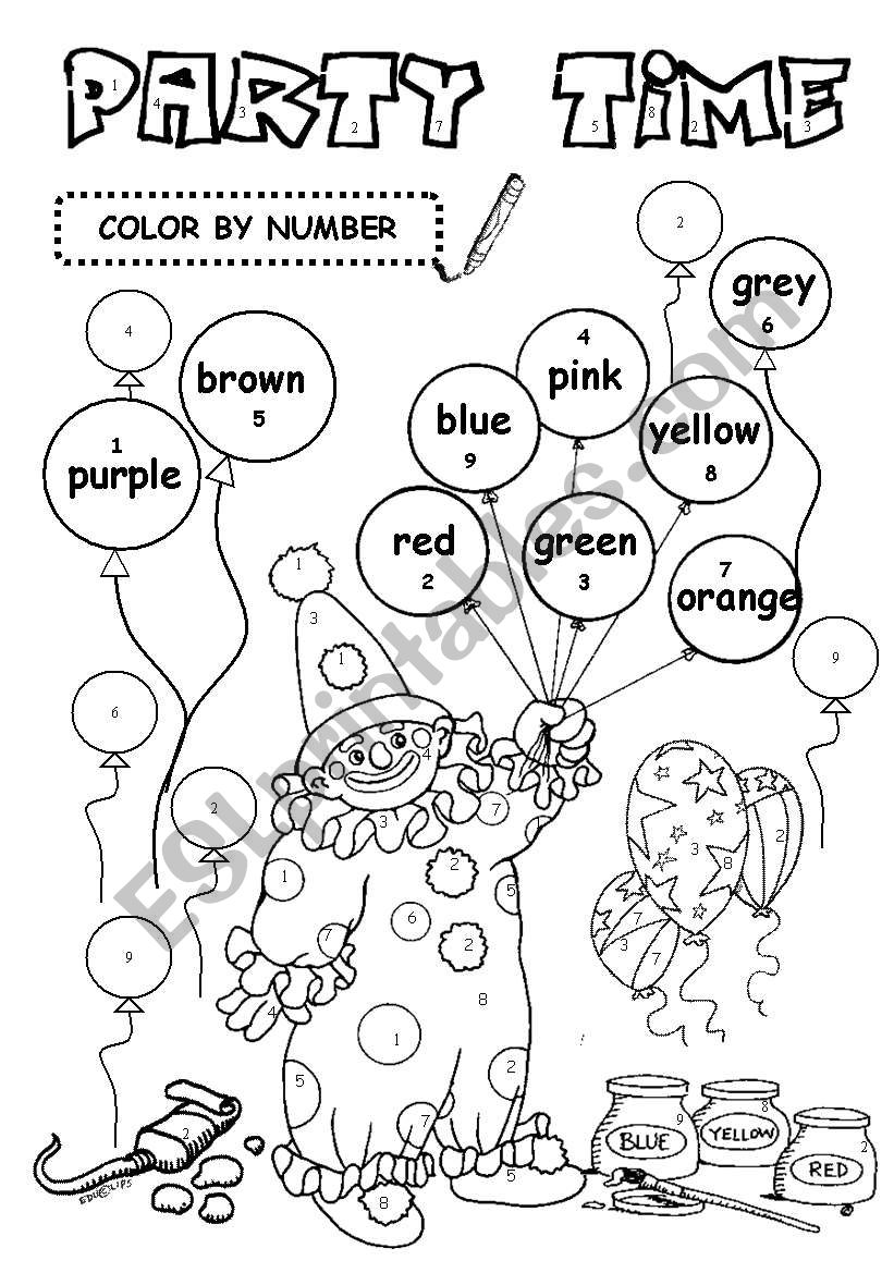 Party Time - Colours worksheet
