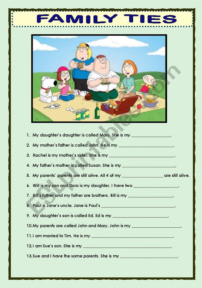 FAMILY  VOCABULARY worksheet