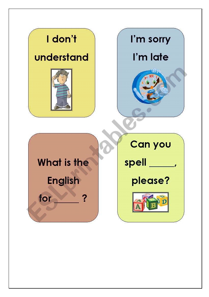 classroom language  worksheet