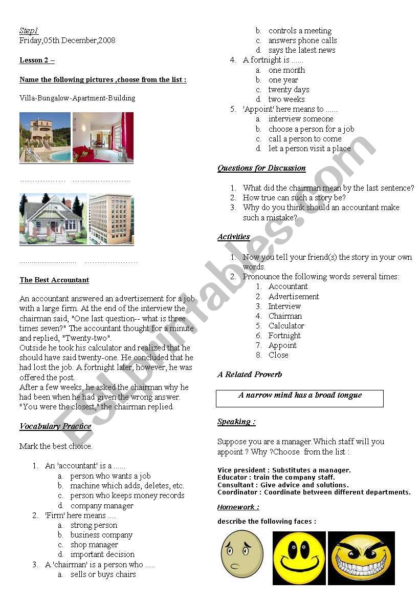 Job worksheet