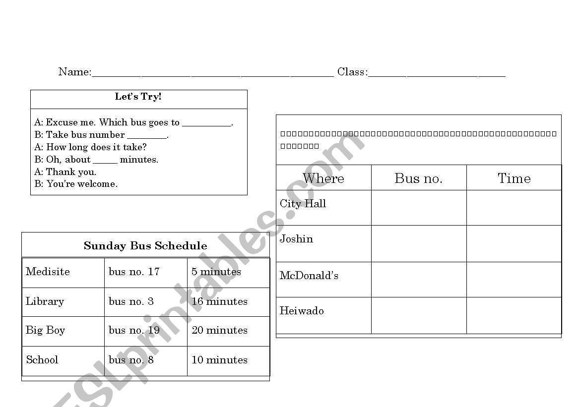 Asking Directions Info Gap worksheet