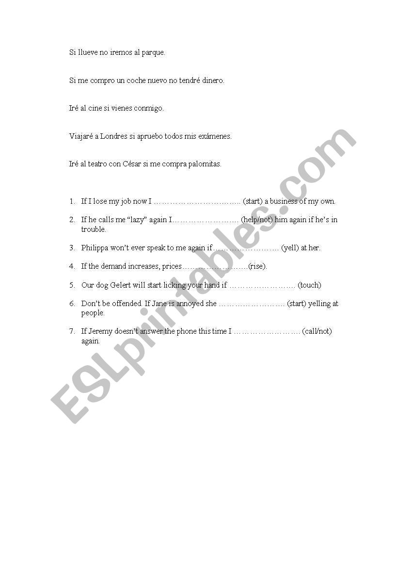 Conditional sentences worksheet